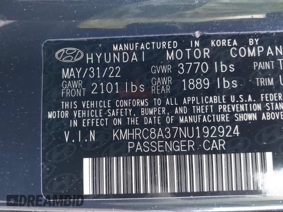✅ 2022 Hyundai Venue SEL • VIN: KMHRC8A37NU192924 • Лот: 43432093. Опубликован ранее на IAAI с пробегом 33 651 миль. Бесплатный доступ к архиву аукционных продаж из США и подробный отчёт об истории автомобиля на DreamBid. Изображение 9.