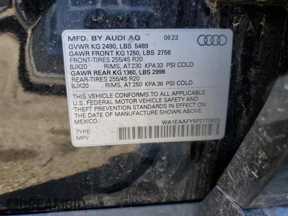 ✅ 2023 Audi Q5 S line Premium Plus • VIN: WA1EAAFY5P2170823 • Lot: 53876465. Listed on Copart with Not provided. Free auction sales archive from the USA and detailed vehicle history report at DreamBid. Image 13.