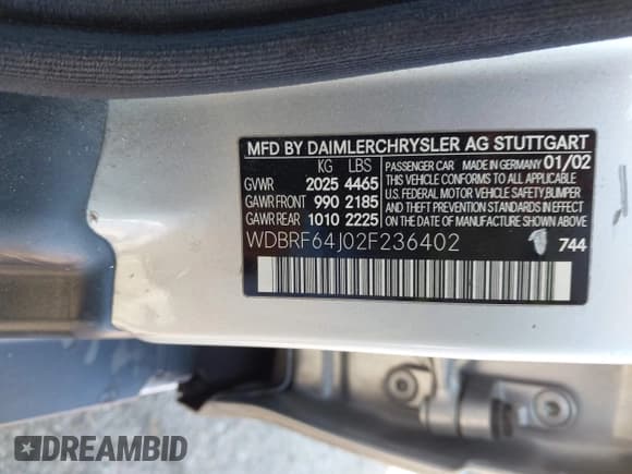 ✅ 2002 Mercedes-Benz C 230/260/280/320 • VIN: WDBRF64J02F236402 • Lot: 42837578. Wystawiony na IAAI z przebiegiem 268 944 mil. Bezpłatny archiwum sprzedaży aukcyjnych z USA i szczegółowy raport historii pojazdu na DreamBid. Zdjęcie 9.