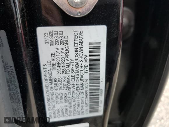 ✅ 2023 Acura RDX w/A-Spec Package • VIN: 5J8TC1H68PL007274 • Lot: 54379855. Listed on Copart with 14,293 mi. Free auction sales archive from the USA and detailed vehicle history report at DreamBid. Image 13.