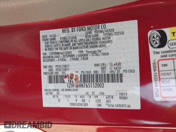 ✅ 2006 Ford Mustang Standard • VIN: 1ZVFT84N765152002 • Lot: 41806483. Listed on IAAI with 154,497 mi. Free auction sales archive from the USA and detailed vehicle history report at DreamBid. Image 9.