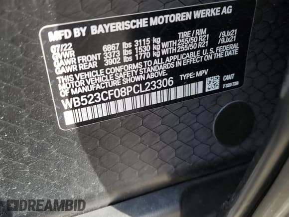 ✅ 2023 BMW iX xDrive50 • VIN: WB523CF08PCL23306 • Лот: 48559294. Опубликован ранее на Copart с пробегом 13 823 миль. Бесплатный доступ к архиву аукционных продаж из США и подробный отчёт об истории автомобиля на DreamBid. Изображение 15.