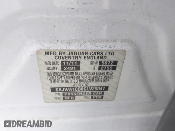 ✅ 2012 Jaguar XJ • VIN: SAJWA1CB8CLV29047 • Lot: 42434378. Listed on IAAI with 102,605 mi. Free auction sales archive from the USA and detailed vehicle history report at DreamBid. Image 9.