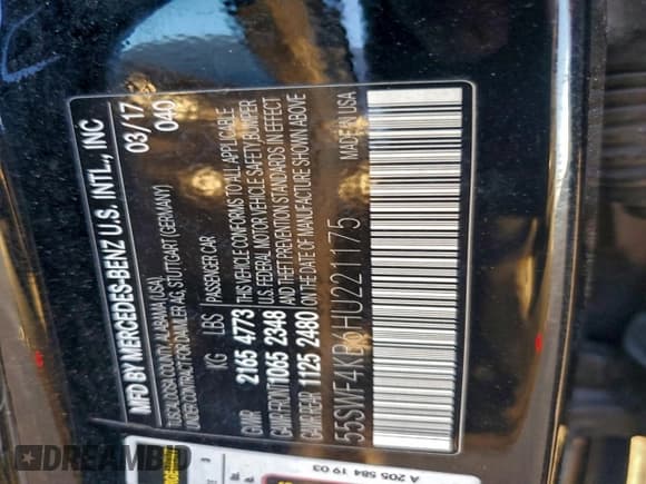 ✅ 2017 Mercedes-Benz C 300 • VIN: 55SWF4KB6HU221175 • Lot: 95156235. Listed on Copart with 185,302 mi. Free auction sales archive from the USA and detailed vehicle history report at DreamBid. Image 12.