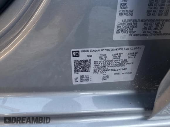 ✅ 2025 GMC Sierra 1500 SLT • VIN: 3GTUUDED9SG247668 • Лот: 90632005. Опубликован ранее на Copart с пробегом 20 422 миль. Бесплатный доступ к архиву аукционных продаж из США и подробный отчёт об истории автомобиля на DreamBid. Изображение 13.