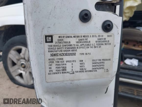 ✅ 2003 Chevrolet Suburban LS • VIN: 3GNEC16ZX3G320202 • Лот: 41596078. Опубликован ранее на IAAI с пробегом 287 841 миль. Бесплатный доступ к архиву аукционных продаж из США и подробный отчёт об истории автомобиля на DreamBid. Изображение 9.