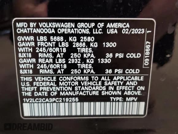 ✅ 2023 Volkswagen Atlas SE • VIN: 1V2LC2CA3PC219255 • Lot: 59729025. Listed on Copart with 23,902 mi. Free auction sales archive from the USA and detailed vehicle history report at DreamBid. Image 14.
