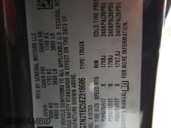 ✅ 2014 GMC Sierra 1500 • VIN: 1GTN2TEC5EZ318686 • Лот: 68818454. Опубликован ранее на Copart с пробегом 85 093 миль. Бесплатный доступ к архиву аукционных продаж из США и подробный отчёт об истории автомобиля на DreamBid. Изображение 15.