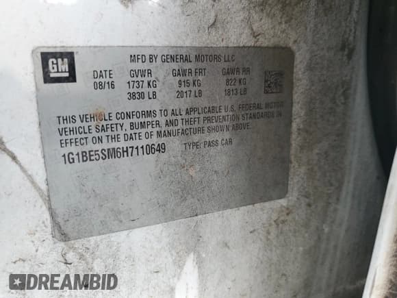 ✅ 2017 Chevrolet Cruze LT • VIN: 1G1BE5SM6H7110649 • Лот: 81983505. Опубликован ранее на Copart с пробегом 189 283 миль. Бесплатный доступ к архиву аукционных продаж из США и подробный отчёт об истории автомобиля на DreamBid. Изображение 12.