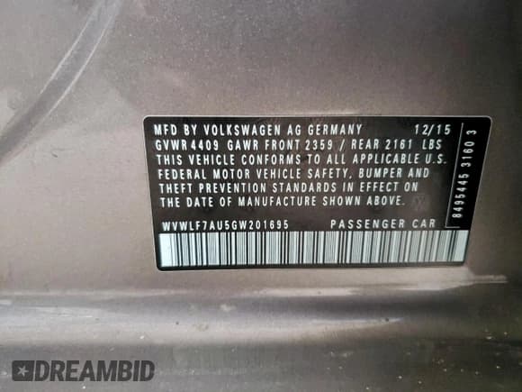 ✅ 2016 Volkswagen Golf R • VIN: WVWLF7AU5GW201695 • Лот: 95692095. Опубликован ранее на Copart с пробегом 74 841 миль. Бесплатный доступ к архиву аукционных продаж из США и подробный отчёт об истории автомобиля на DreamBid. Изображение 12.