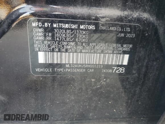 ✅ 2024 Mitsubishi Mirage ES • VIN: ML32AUHJ5RH001219 • Lot: 85571555. Listed on Copart with 25,997 mi. Free auction sales archive from the USA and detailed vehicle history report at DreamBid. Image 14.