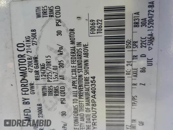 ✅ 2008 Ford Ranger XL • VIN: 1FTYR10U78PA40354 • Lot: 84379885. Listed on Copart with Not provided. Free auction sales archive from the USA and detailed vehicle history report at DreamBid. Image 12.