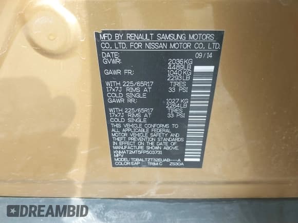 ✅ 2015 Nissan Rogue S • VIN: KNMAT2MT5FP503731 • Lot: 40371238. Listed on IAAI with 148,022 mi. Free auction sales archive from the USA and detailed vehicle history report at DreamBid. Image 9.