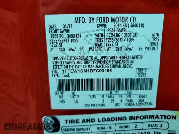 ✅ 2011 Ford F-150 XLT • VIN: 1FTEW1CM1BFC00166 • Lot: 95263145. Listed on Copart with Not provided. Free auction sales archive from the USA and detailed vehicle history report at DreamBid. Image 12.