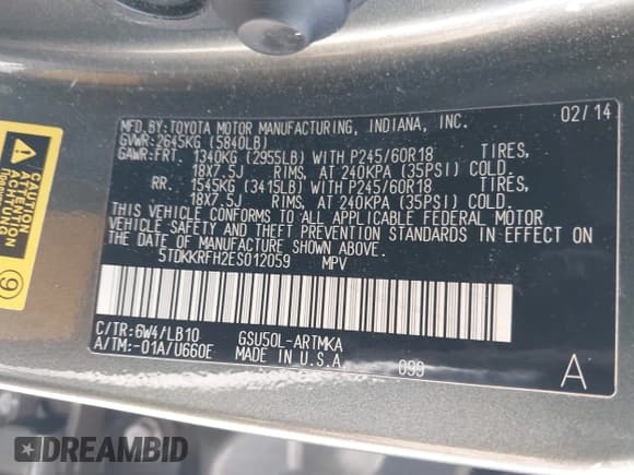 ✅ 2014 Toyota Highlander XLE • VIN: 5TDKKRFH2ES012059 • Lot: 42887594. Wystawiony na IAAI z przebiegiem 142 169 mil. Bezpłatny archiwum sprzedaży aukcyjnych z USA i szczegółowy raport historii pojazdu na DreamBid. Zdjęcie 9.