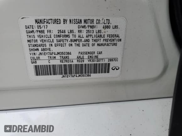 ✅ 2018 Infiniti Q50 Luxe • VIN: JN1EV7AP4JM350384 • Lot: 93183005. Listed on Copart with 95,573 mi. Free auction sales archive from the USA and detailed vehicle history report at DreamBid. Image 13.