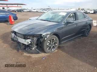 2025 Hyundai Sonata SEL with VIN KMHL64JA6SA438153, listed as a IAAI auction lot 43512153 with 21,766 mi miles and . Bid and sale history available at DreamBid. Image 2.