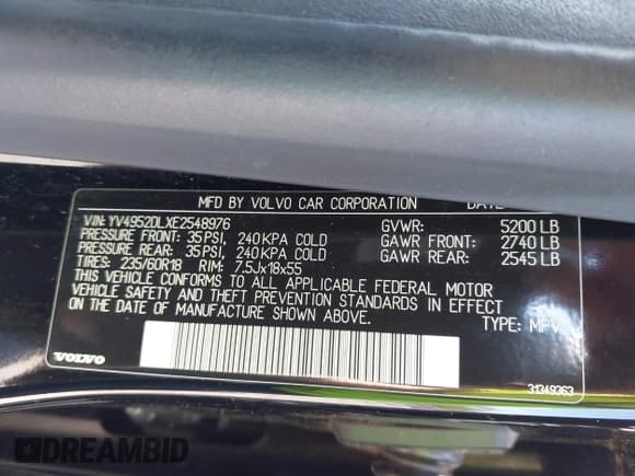 ✅ 2014 Volvo XC60 3.2L • VIN: YV4952DLXE2548976 • Лот: 43467533. Опубликован ранее на IAAI с пробегом 124 082 миль. Бесплатный доступ к архиву аукционных продаж из США и подробный отчёт об истории автомобиля на DreamBid. Изображение 9.