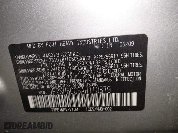 ✅ 2010 Subaru Forester X Premium • VIN: JF2SH6CC5AH710879 • Lot: 42036900. Listed on IAAI with 142,842 mi. Free auction sales archive from the USA and detailed vehicle history report at DreamBid. Image 9.