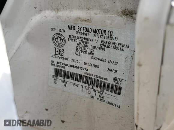 ✅ 2025 Ford Maverick XLT • VIN: 3FTTW8J30SRA17774 • Лот: 68205215. Опубликован ранее на Copart с пробегом 13 284 миль. Бесплатный доступ к архиву аукционных продаж из США и подробный отчёт об истории автомобиля на DreamBid. Изображение 12.