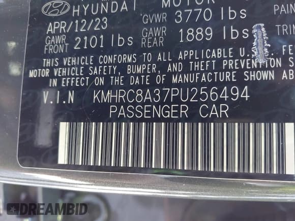 ✅ 2023 Hyundai Venue SEL • VIN: KMHRC8A37PU256494 • Lot: 39727783. Listed on IAAI with 20,170 mi. Free auction sales archive from the USA and detailed vehicle history report at DreamBid. Image 9.