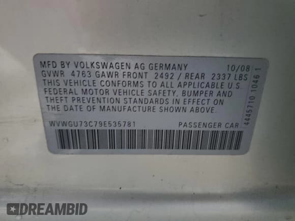 ✅ 2009 Volkswagen CC 4Motion • VIN: WVWGU73C79E535781 • Лот: 84482454. Опубликован ранее на Copart с пробегом 147 108 миль. Бесплатный доступ к архиву аукционных продаж из США и подробный отчёт об истории автомобиля на DreamBid. Изображение 13.