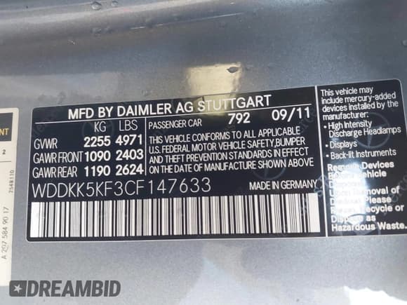 ✅ 2012 Mercedes-Benz E 350 • VIN: WDDKK5KF3CF147633 • Лот: 43836342. Опубликован ранее на IAAI с пробегом 183 853 миль. Бесплатный доступ к архиву аукционных продаж из США и подробный отчёт об истории автомобиля на DreamBid. Изображение 9.