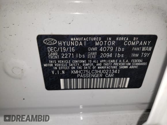 ✅ 2017 Hyundai Ioniq SEL • VIN: KMHC75LC3HU021341 • Lot: 87664145. Wystawiony na Copart z przebiegiem 38 833 mil. Bezpłatny archiwum sprzedaży aukcyjnych z USA i szczegółowy raport historii pojazdu na DreamBid. Zdjęcie 12.