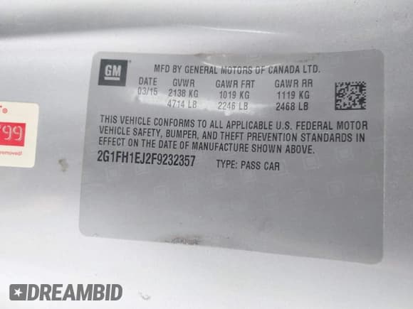 ✅ 2015 Chevrolet Camaro SS • VIN: 2G1FH1EJ2F9232357 • Lot: 41254028. Listed on IAAI with 104,962 mi. Free auction sales archive from the USA and detailed vehicle history report at DreamBid. Image 9.