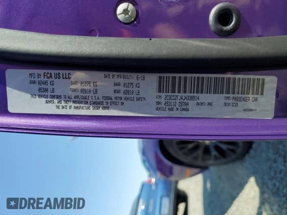 2018 Dodge Challenger T/A 392 с VIN 2C3CDZFJ4JH338914, выставлен на аукционе Copart как лот 81236865 с пробегом 2 444 миль миль и Чистый • Clean title. История ставок и продаж доступна на DreamBid. Изображение 12.