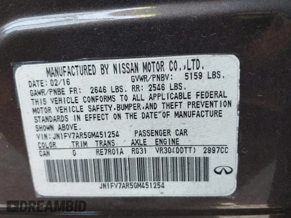 ✅ 2016 Infiniti Q50 Red Sport 400 • VIN: JN1FV7AR5GM451254 • Lot: 43359920. Listed on IAAI with 50,039 mi. Free auction sales archive from the USA and detailed vehicle history report at DreamBid. Image 9.