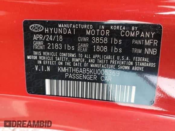 2019 Hyundai Veloster Turbo R-Spec z VIN KMHTH6AB5KU005369, wystawiony jako Copart lot #43833985 z przebiegiem 52 768 mil mil oraz Szkoda całkowita • Salvage title. Historia ofert i sprzedaży dostępna na DreamBid. Obrazek 13.