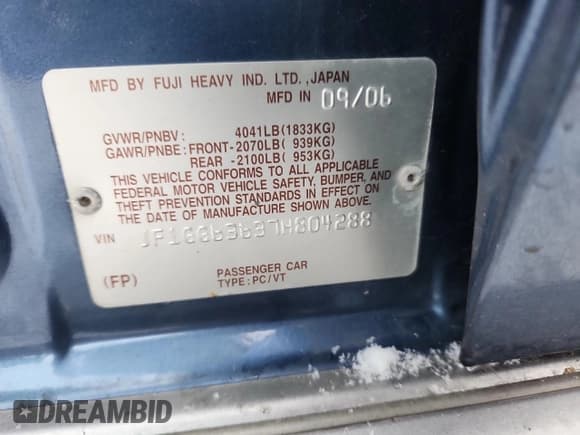 ✅ 2007 Subaru Impreza Outback Special Sports • VIN: JF1GG63637H804288 • Lot: 92175575. Listed on Copart with 134,824 mi. Free auction sales archive from the USA and detailed vehicle history report at DreamBid. Image 13.