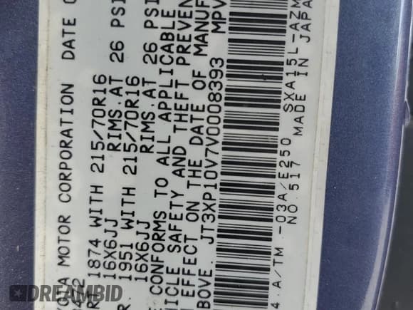 ✅ 1997 Toyota RAV4 • VIN: JT3XP10V7V0008393 • Lot: 65995485. Wystawiony na Copart z przebiegiem 107 216 mil. Bezpłatny archiwum sprzedaży aukcyjnych z USA i szczegółowy raport historii pojazdu na DreamBid. Zdjęcie 12.