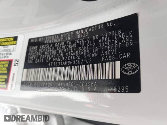 2023 Toyota Camry Hybrid SE с VIN 4T1S31AK8PU602102, выставлен на аукционе IAAI как лот 43171785 с пробегом 52 865 миль миль и . История ставок и продаж доступна на DreamBid. Изображение 9.