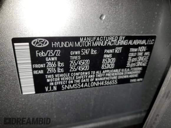 2022 Hyundai Santa Fe Calligraphy z VIN 5NMS54AL0NH436655, wystawiony jako Copart lot #37753213 z przebiegiem 8 958 mil mil oraz . Historia ofert i sprzedaży dostępna na DreamBid. Obrazek 13.