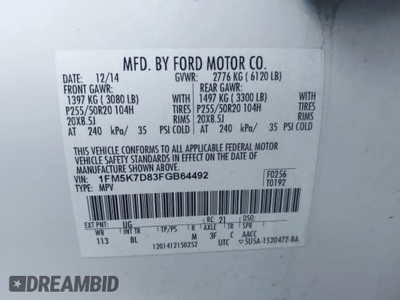 ✅ 2015 Ford Explorer XLT • VIN: 1FM5K7D83FGB64492 • Лот: 43467107. Опубликован ранее на IAAI с пробегом 133 102 миль. Бесплатный доступ к архиву аукционных продаж из США и подробный отчёт об истории автомобиля на DreamBid. Изображение 9.