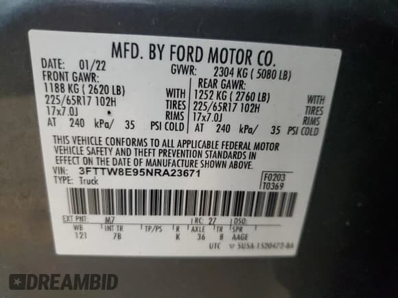 ✅ 2022 Ford Maverick XLT • VIN: 3FTTW8E95NRA23671 • Lot: 91204245. Wystawiony na Copart z przebiegiem 54 418 mil. Bezpłatny archiwum sprzedaży aukcyjnych z USA i szczegółowy raport historii pojazdu na DreamBid. Zdjęcie 12.