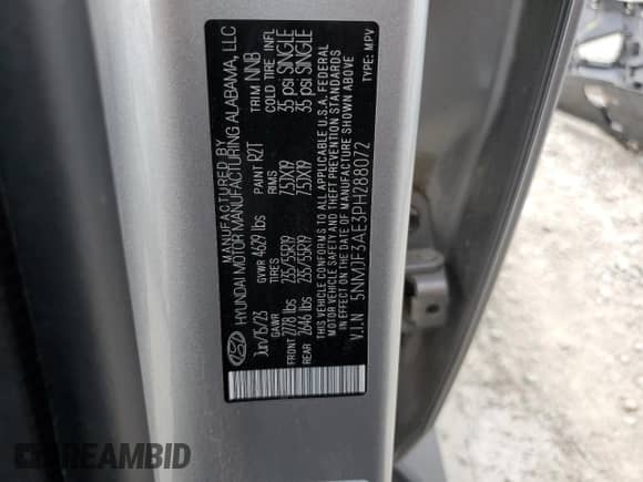 2023 Hyundai Tucson SEL z VIN 5NMJF3AE3PH288072, wystawiony jako Copart lot #66933015 z przebiegiem 25 031 mil mil oraz Szkoda całkowita • Salvage title. Historia ofert i sprzedaży dostępna na DreamBid. Obrazek 14.