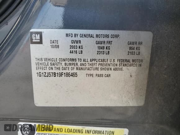 ✅ 2009 Chevrolet Malibu 2LT • VIN: 1G1ZJ57B19F186465 • Lot: 68877274. Listed on Copart with 177,944 mi. Free auction sales archive from the USA and detailed vehicle history report at DreamBid. Image 12.