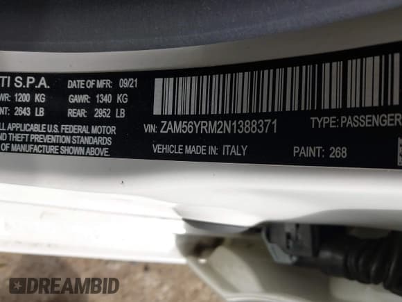 ✅ 2022 Maserati Quattroporte Modena Q4 • VIN: ZAM56YRM2N1388371 • Lot: 41743900. Wystawiony na IAAI z przebiegiem 36 424 mil. Bezpłatny archiwum sprzedaży aukcyjnych z USA i szczegółowy raport historii pojazdu na DreamBid. Zdjęcie 9.
