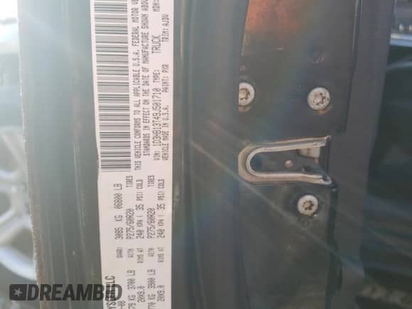 2009 Dodge 1500 Sport z VIN 1D3HB13T49J501710, wystawiony jako Copart lot #74081693 z przebiegiem 234 607 mil mil oraz Szkoda całkowita • Salvage title. Historia ofert i sprzedaży dostępna na DreamBid. Obrazek 12.