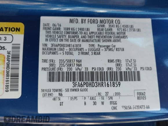 ✅ 2017 Ford Fusion SE • VIN: 3FA6P0HD3HR161859 • Lot: 43513933. Listed on IAAI with 109,591 mi. Free auction sales archive from the USA and detailed vehicle history report at DreamBid. Image 9.