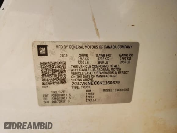 ✅ 2019 Chevrolet Silverado 1500 Work Truck • VIN: 2GCVKNEC6K1160679 • Лот: 71571594. Опубликован ранее на Copart с пробегом 175 799 миль. Бесплатный доступ к архиву аукционных продаж из США и подробный отчёт об истории автомобиля на DreamBid. Изображение 12.