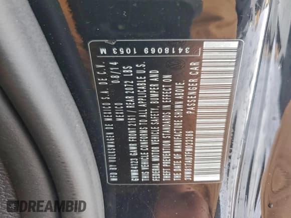 ✅ 2015 Volkswagen Golf TSI S • VIN: 3VW817AU7FM023286 • Lot: 95563645. Listed on Copart with 178,109 mi. Free auction sales archive from the USA and detailed vehicle history report at DreamBid. Image 12.