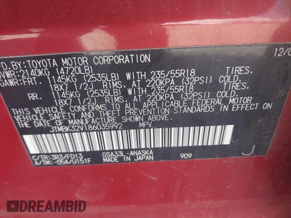 ✅ 2008 Toyota RAV4 Sport • VIN: JTMBK32V186035992 • Lot: 43409385. Listed on IAAI with 178,997 mi. Free auction sales archive from the USA and detailed vehicle history report at DreamBid. Image 9.