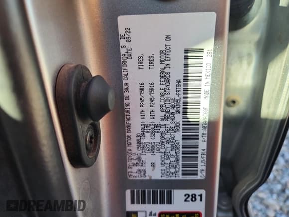 ✅ 2022 Toyota Tacoma SR • VIN: 3TMCZ5AN0NM530547 • Lot: 85518195. Listed on Copart with 49,150 mi. Free auction sales archive from the USA and detailed vehicle history report at DreamBid. Image 12.