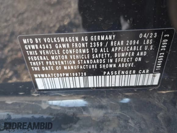 ✅ 2023 Volkswagen Golf GTI 40th Anniversary Edition • VIN: WVW8A7CD9PW196728 • Lot: 41320543. Listed on IAAI with 4,279 mi. Free auction sales archive from the USA and detailed vehicle history report at DreamBid. Image 9.