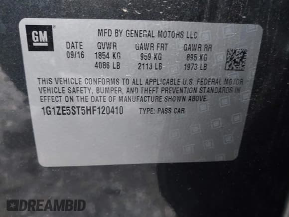 ✅ 2017 Chevrolet Malibu LT • VIN: 1G1ZE5ST5HF120410 • Lot: 43632209. Listed on IAAI with 43,173 mi. Free auction sales archive from the USA and detailed vehicle history report at DreamBid. Image 9.