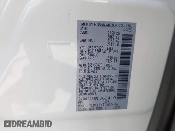 ✅ 2023 Infiniti QX60 Sensory • VIN: 5N1DL1GS4PC362410 • Лот: 41966872. Опубликован ранее на IAAI с пробегом 27 142 миль. Бесплатный доступ к архиву аукционных продаж из США и подробный отчёт об истории автомобиля на DreamBid. Изображение 9.